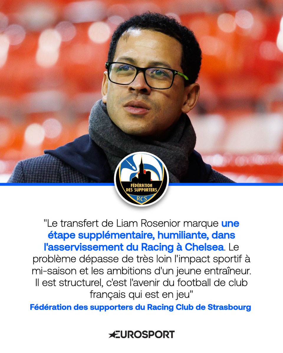 Le départ de l'entraîneur anglais de Strasbourg pour Chelsea ne passe évidemment pas auprès des supporters du club alsacien eurosport.fr/football/ligue…