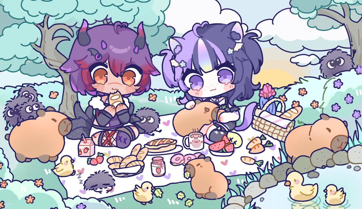 🌈🌤️🧺 What happens when two cosmic besties get together? A capybara picnic of course! 💜
ʕ•ᴥ•ʔ 

#TayCrayons 
🎨 <a href="/CilliaYori/">Cillia Yori 🎀 🎨</a>