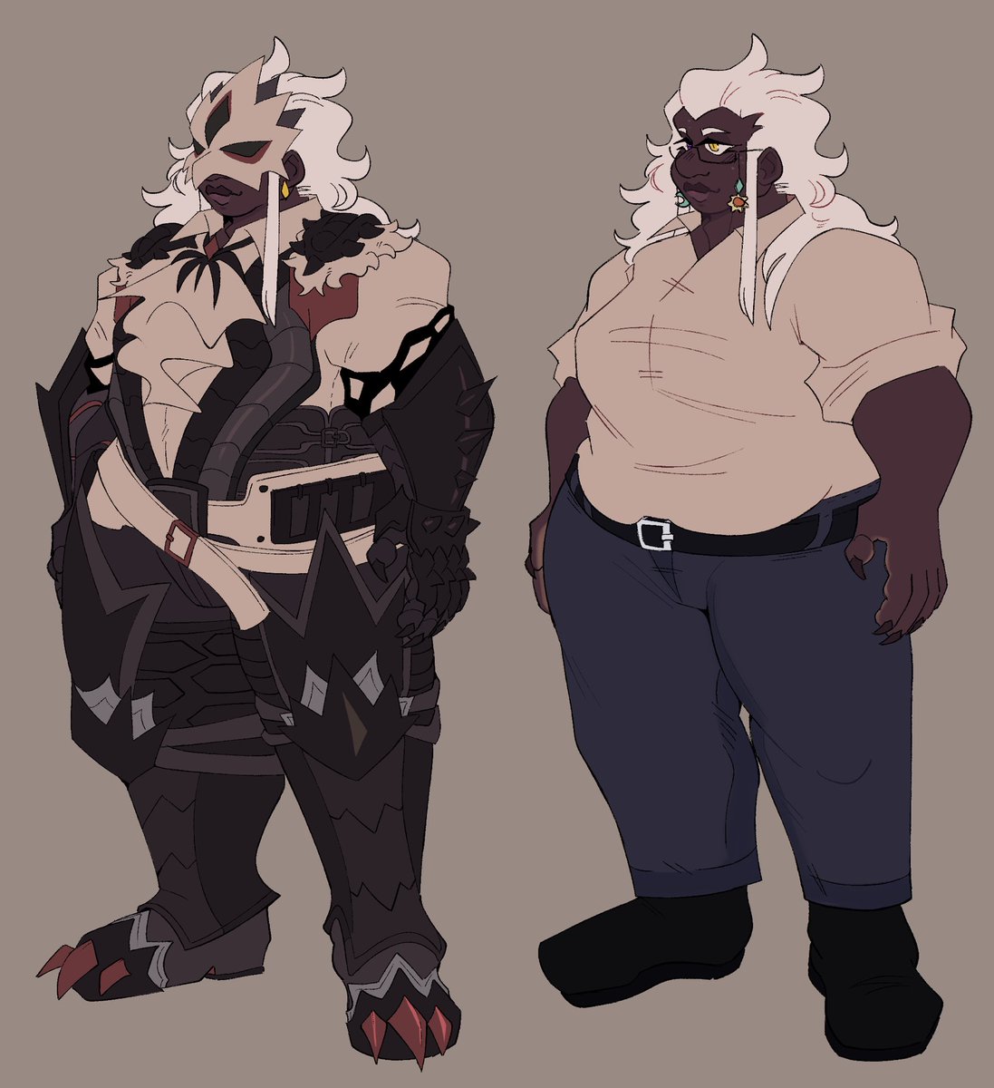 been working on my ref for my hunter oc and its going pretty good so far (she/him)
