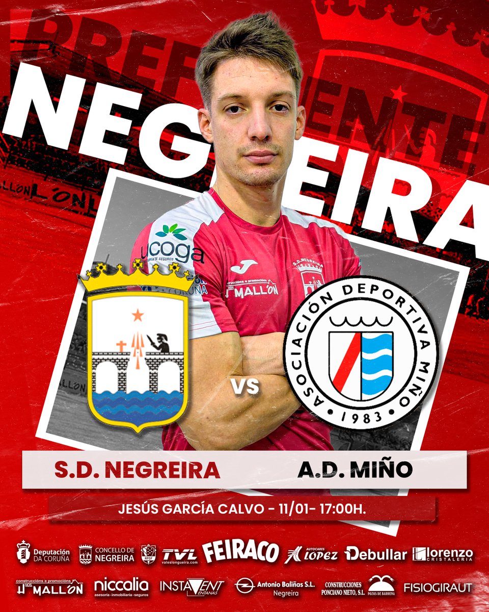 🔜𝐏𝐑𝐎́𝐗𝐈𝐌𝐎 𝐏𝐀𝐑𝐓𝐈𝐃𝐎 ⚽️ 
Último partido da 1ª volta e necesitamos todo o voso apoio para completar con éxito unha gran primeira volta de Liga 💪 

⚔️ AD MIÑO 
🏟️ Jesús Gª Calvo 
⌚️ 17:00  

#lévasenocorazon #somosunsentimento