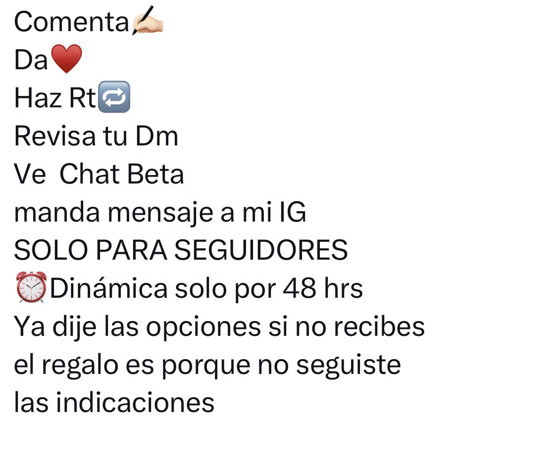 #142 Martes de 🍑
Sigan las indicaciones ya las
saben, leo tu comentario, le doy
like♥️ y te envío el regalo, si no
lo puedes ver ve a chat beta y si
así aún no lo ves ve a mi IG y
déjame un mensaje  para abrir
el chat, si te pones a quejarte
🧨🚫🚷