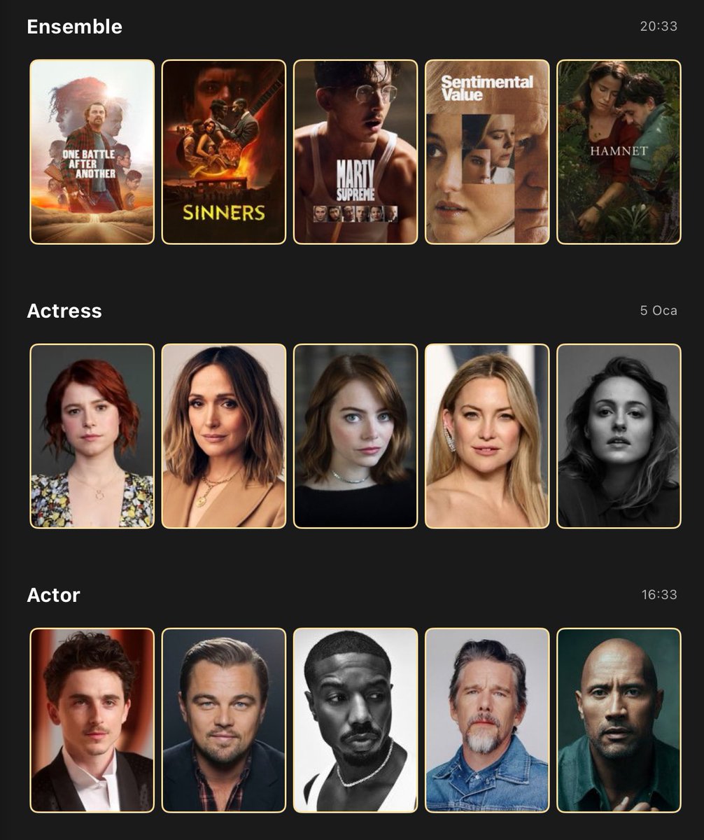 dizifilmbulteni's tweet image. My final predictions for #ActorAwards aka #SAG nominations 🤩

I am between Hamnet, WFG and JK for the #5 spot but based on my acting prdctns I’ll go with Hamnet 🤯

#OneBattleAfterAnother #Sinners #MartySupreme #SentimentalValue #Hamnet #WickedForGood #SAGAwards #TheActorAwards
