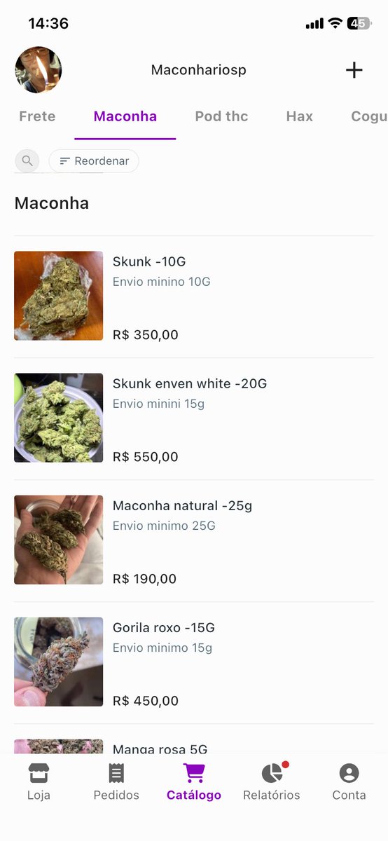 Visionariocrema's tweet image. Tamos on faça seu pedido!
🍁🥇✅
loja.menu/maconhariosp