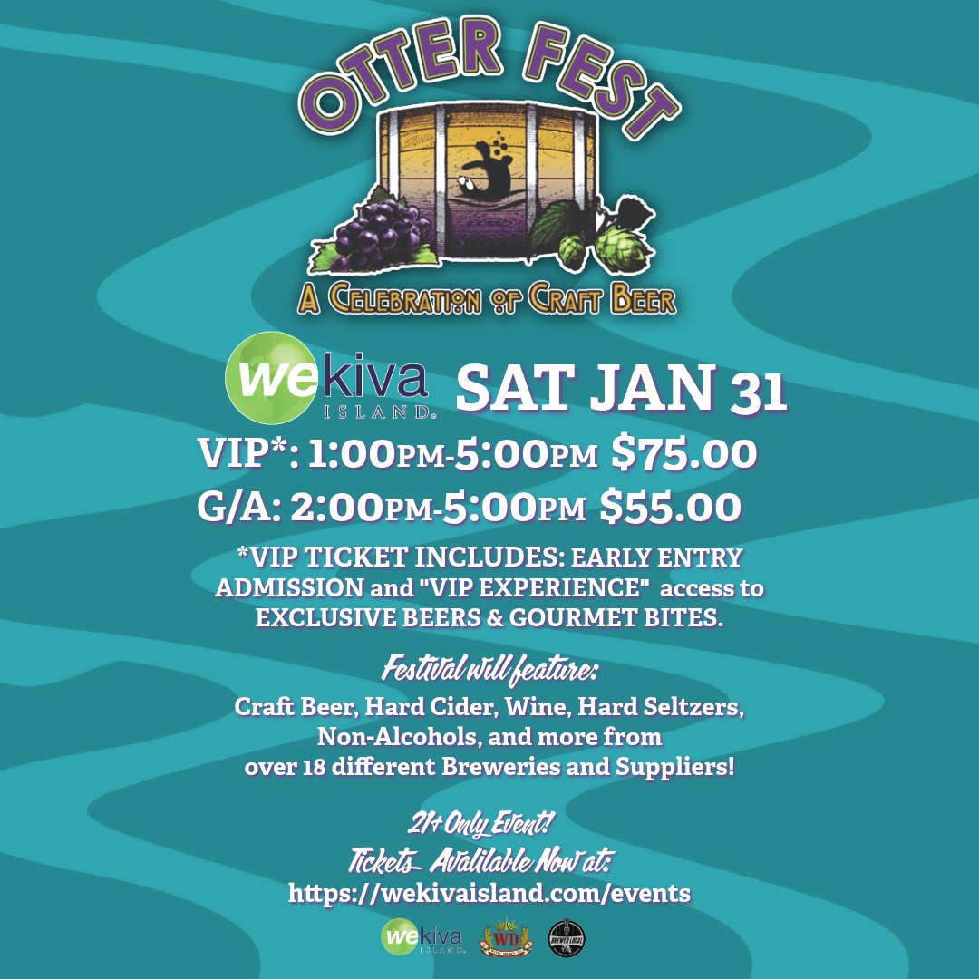 "Otter Fest" Craft Beer &amp; Wine Festival and Wekiva Island  Sat June 31st!  1-5pm
Tickets on Sale Now! 
🎟️👉 wekivaisland.com/event/otter-fe…