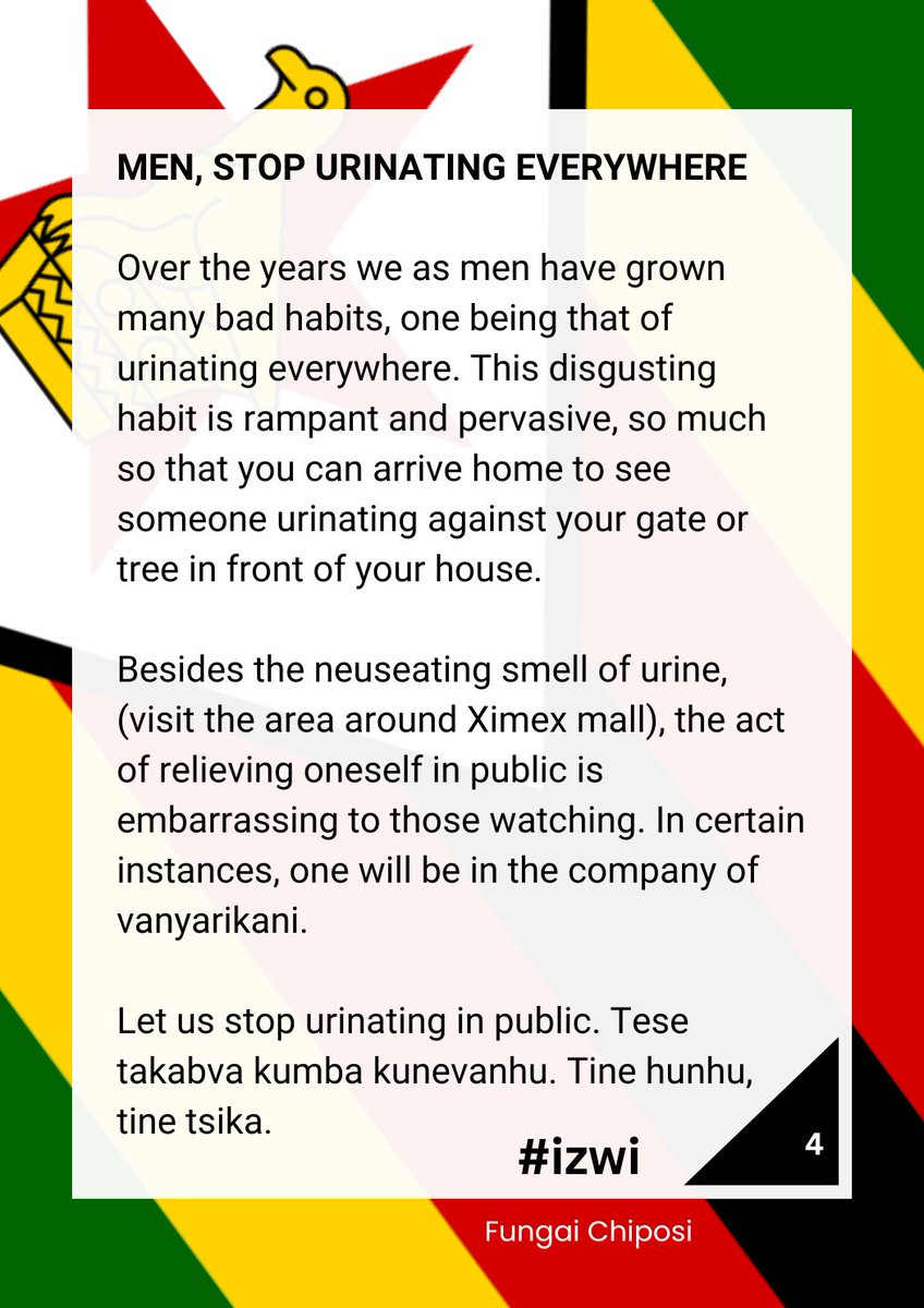 #izwi
Men, stop urinating in public.