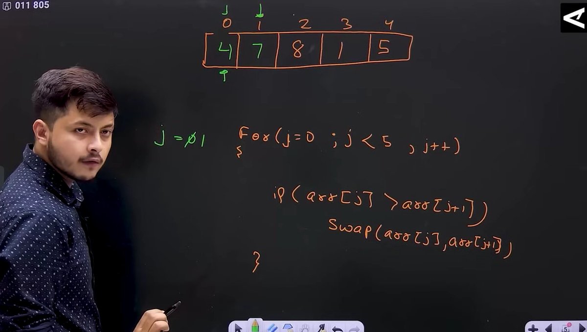 SkChaudhary45's tweet photo. Learning how Bubble Sort works by comparing and swapping adjacent elements. A great way to understand the fundamentals of sorting and build a strong DSA foundation. @rohit_negi9  
#DSA #BubbleSort #CodingJourney #Cplusplus #Learning https://t.co/vQfGqo0L2E