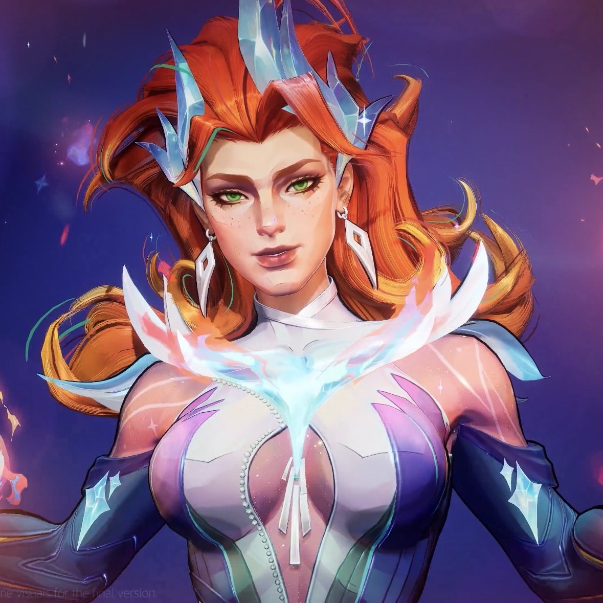 the green eyes, the eyelashes, the lipstick, the fair skin, the hair, the freckles.. gosh she looks so pretty