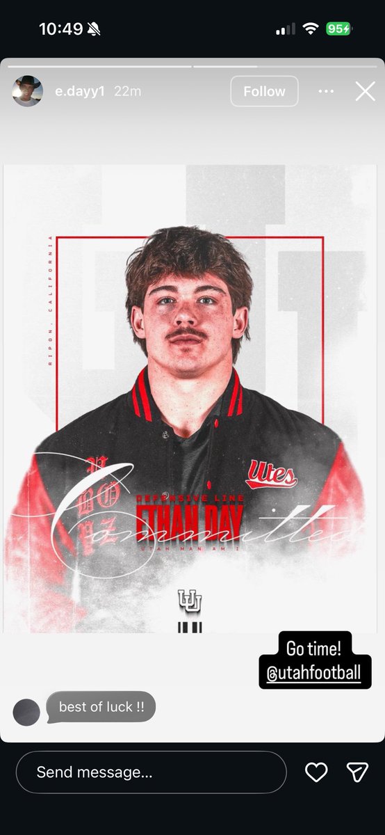 s_mora247's tweet image. BREAKING: North Texas DE Ethan Day has committed to Utah per his IG