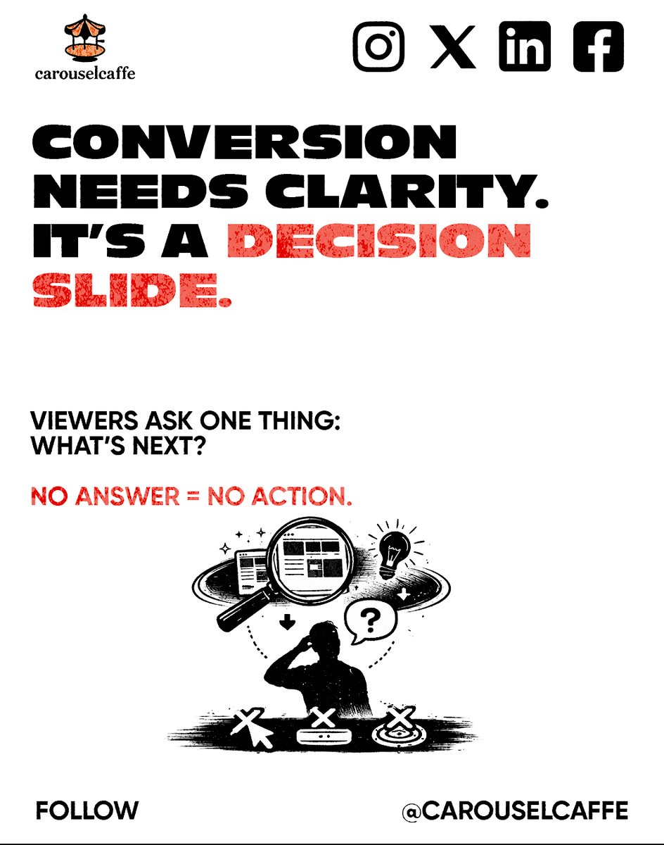 carouselcaffe's tweet photo. Designs don’t convert by being pretty.
They convert by being clear.
If the next step isn’t obvious,
there is no action.

Want carousels that convert? DM me.
#GraphicDesign
#DesignToConvert
#CarouselDesign
#DesignTips
#VisualHierarchy https://t.co/jz18mRtOwu