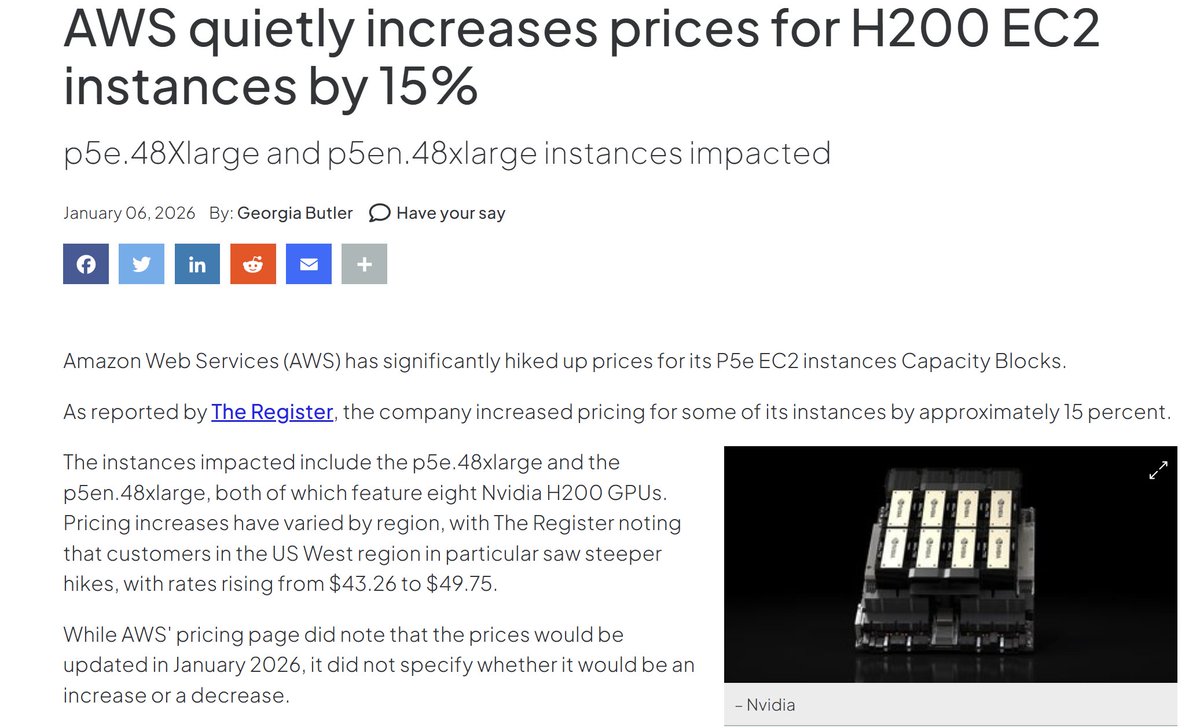 아마존클라우드서비스(AWS), 폭발하는 수요로 엔비디아 GPU 사용 가격 15% 인상 그런데... 인상은 블랙웰 뿐 아니라 호퍼!  버리는 드럼을 또 찢어버려야 하는 가....