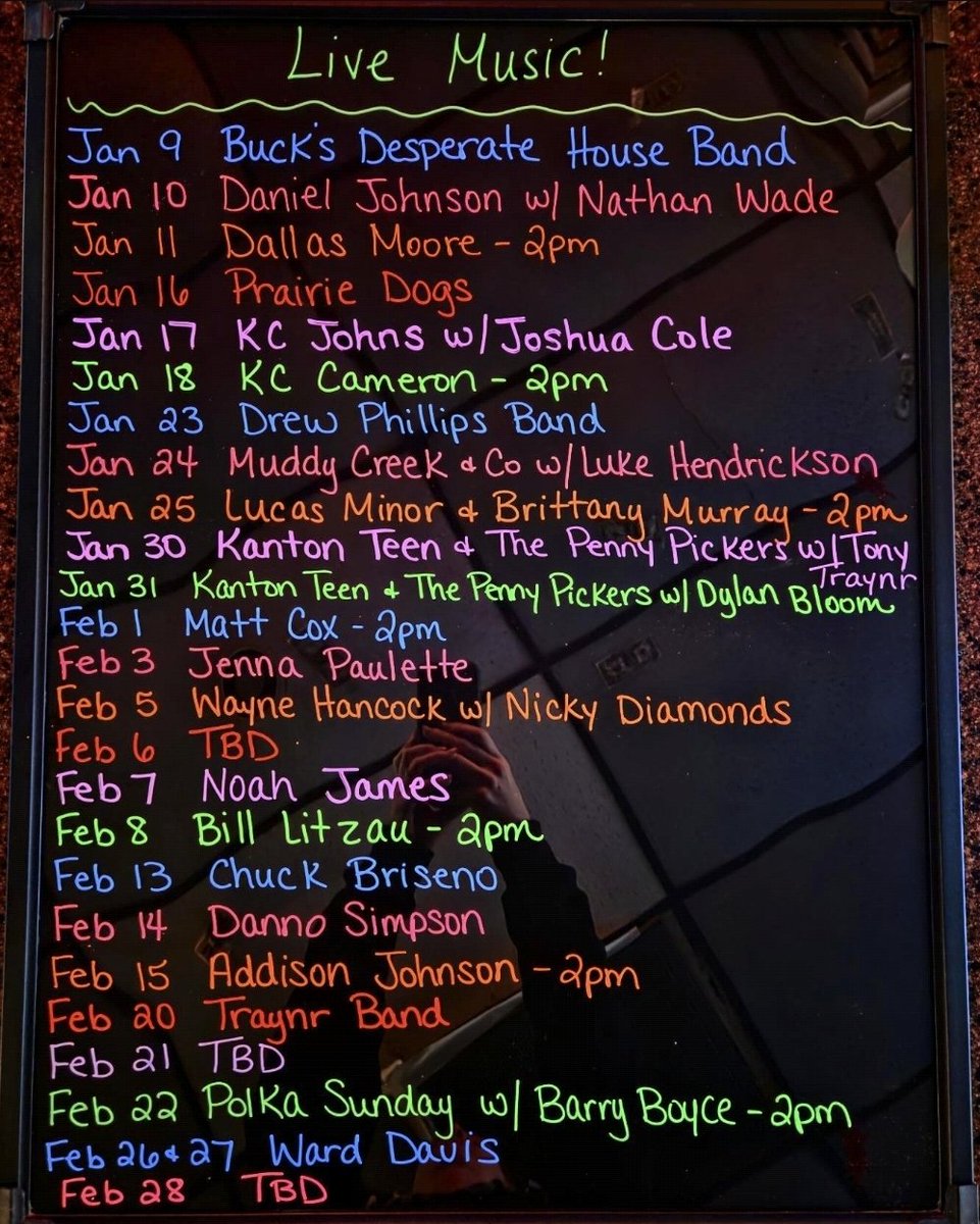 Can't stop, won't stop! 🎸🎶 Here's the latest lineup! We can't thank you all enough for your support. 2026 is lookin' 🔥🔥🔥

#COMINGTOBUCKS #TheOnlyBarInVeniceNE #BucksBarAndGrill