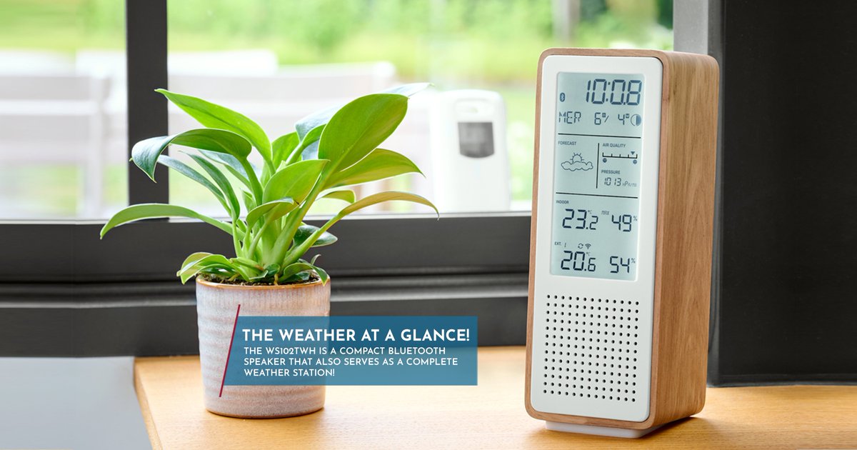With current temperatures, knowing the weather at a glance is a real advantage! With the WS102TWH Bluetooth speaker, you also get access to a complete weather station: wireless outdoor sensor and DCF clock, indoor and outdoor temperatures, humidity, moon phases, and weather