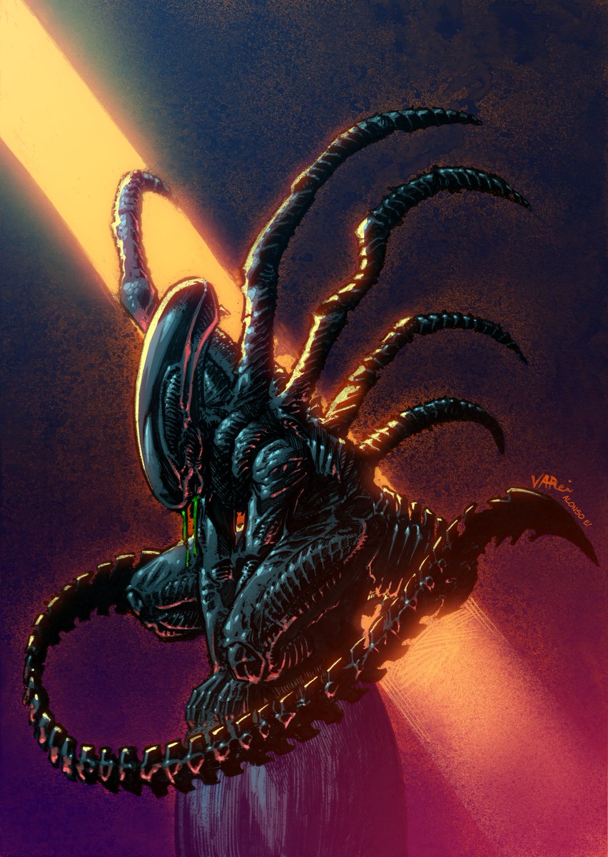 pixeltool's tweet photo. First post of the year! Yeah, trying not to break the habit. My colors over great lines by #VincentRei. Enjoy! #xenomorph #alien #forfun #comicscoloring #comicsartist #pixeltool #alonsoespinoza https://t.co/iWnntlL0Nb