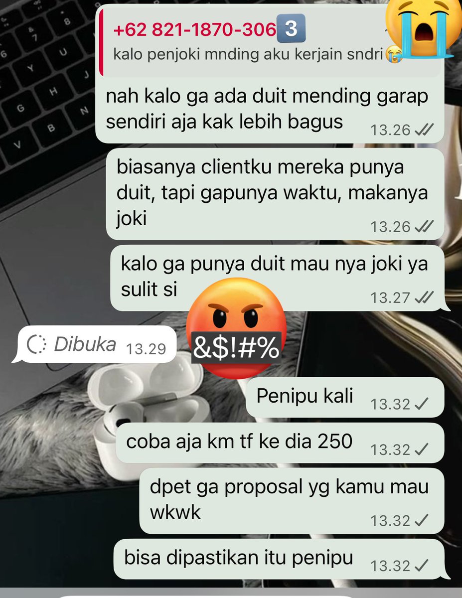 Joki_Trusted_RF's tweet image. LAGI DAN LAGIII, AKU OPEN JOKI DARI 2019 AJA GAADA TUH HARGA PROPOSAL SKRIPSI 250K 😭😭🫵🏽Malah 2026 HARGA JOKI NAIKK☝🏼Katanya ada “penjoki lain” pasang harga segitu y coba aj di Transfer, Yakin 1000% hbs itu diblock.

BE SMART CUST YA! Hatii2 byk penipu ! #zonauang #Jokiskripsi