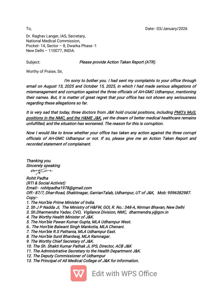 rohitpadha1978's tweet photo. @PMOIndia You are our last hope.
Please pay attention to these letters and issue appropriate instructions to prevent the misuse of government funds. https://t.co/P01E4sfgEs