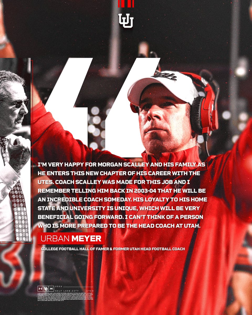 Utah_Football's tweet image. 𝑻𝒉𝒆 𝒔𝒕𝒂𝒏𝒅𝒂𝒓𝒅 𝒄𝒂𝒓𝒓𝒊𝒆𝒔 𝒐𝒏 🤝

🔴 College Football Hall of Famer &amp;amp; former Utah Head Football Coach, Urban Meyer

#GoUtes