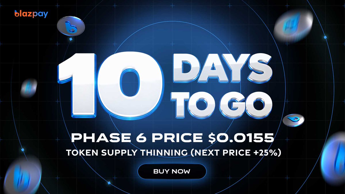 blazpaylabs's tweet photo. ⏳ 10 Days Left — Phase 6 Is Moving Fast

Phase 6 of the Blazpay presale is now live at $0.0155 per $BLAZ.
With only 10 days remaining, this is the window to participate before the next pricing tier unlocks.

🔗 Secure your allocation now: : https://t.co/Lz7QjNVJFI

Blazpay is building an AI-powered, unified DeFi ecosystem—bringing swaps, bridges, perpetual trading, portfolio tools, NFTs, and rewards into one seamless platform.

Position early as Blazpay continues to scale toward the next phase.

#Blazpay #cryptopresale #DeFi #Web3 #CrossChain