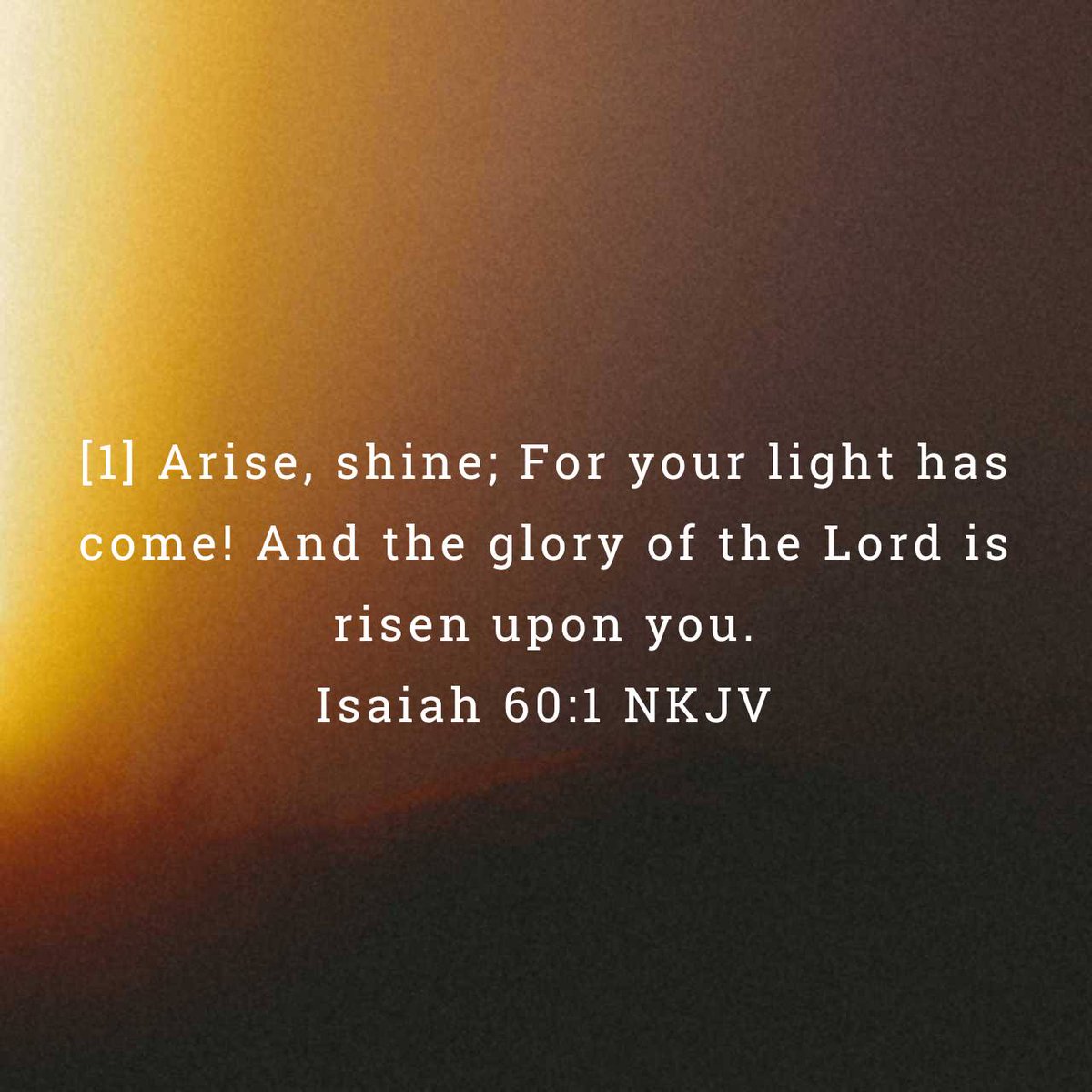 Rodfut's tweet image. Isaiah 60:1 NKJV
[1] Arise, shine; For your light has come! And the glory of the Lord is risen upon you.

bible.com/bible/114/isa.…
