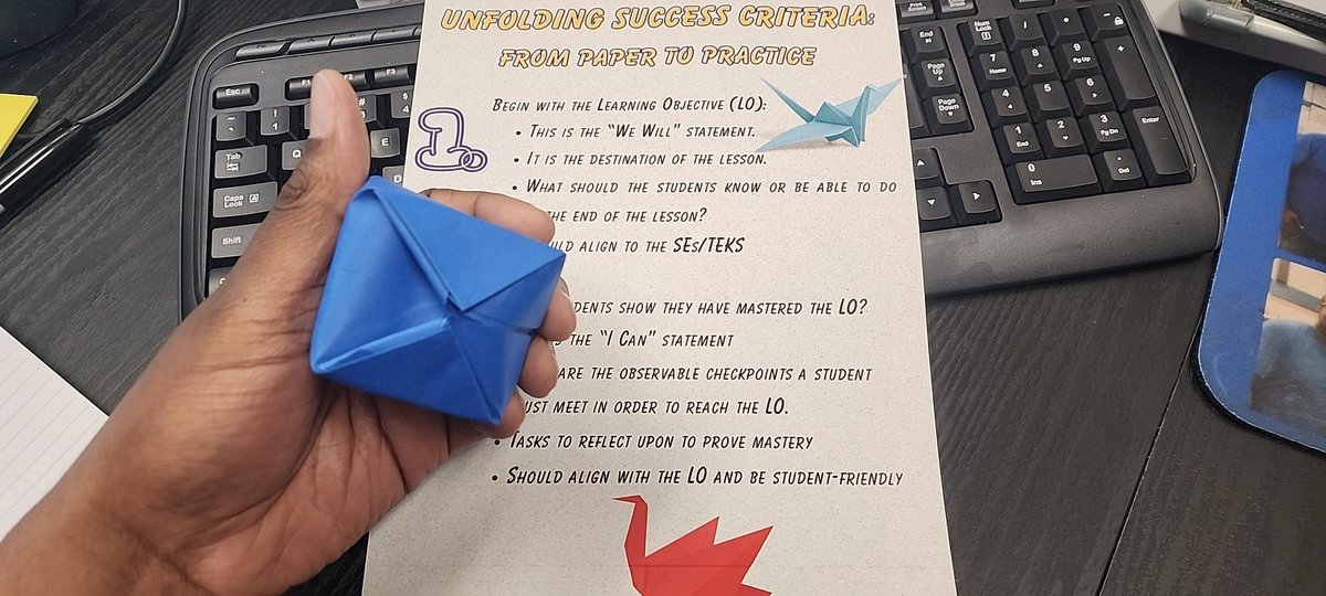 LCHSMrBChat's tweet image. At yesterday's PD, we facilitated a session about creating the BEST success criteria and using aggressive monitoring. The way it was taught was by having the teachers create an origami water bomb. #PDTeam #WeAreLC