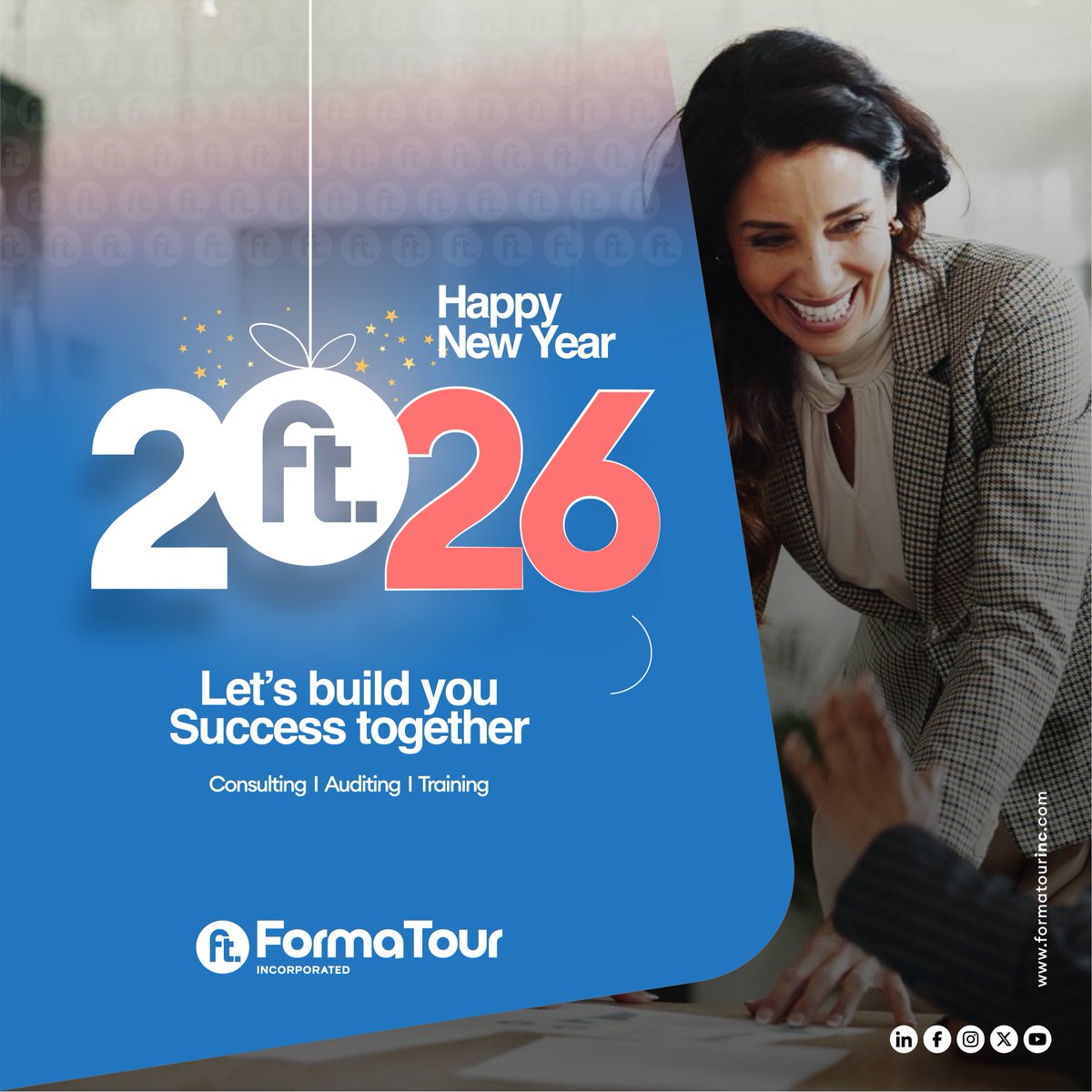 formatourinc's tweet photo. Happy New Year 2026! 🎊

May this year bring you clarity, growth and success. At FormaTour Canada we pair our wishes with action, offering premium consulting, leadership development and ISO‑level certification support to help you realise your goals.

https://t.co/rdYUtwjwWR https://t.co/pTYnS6p3NF