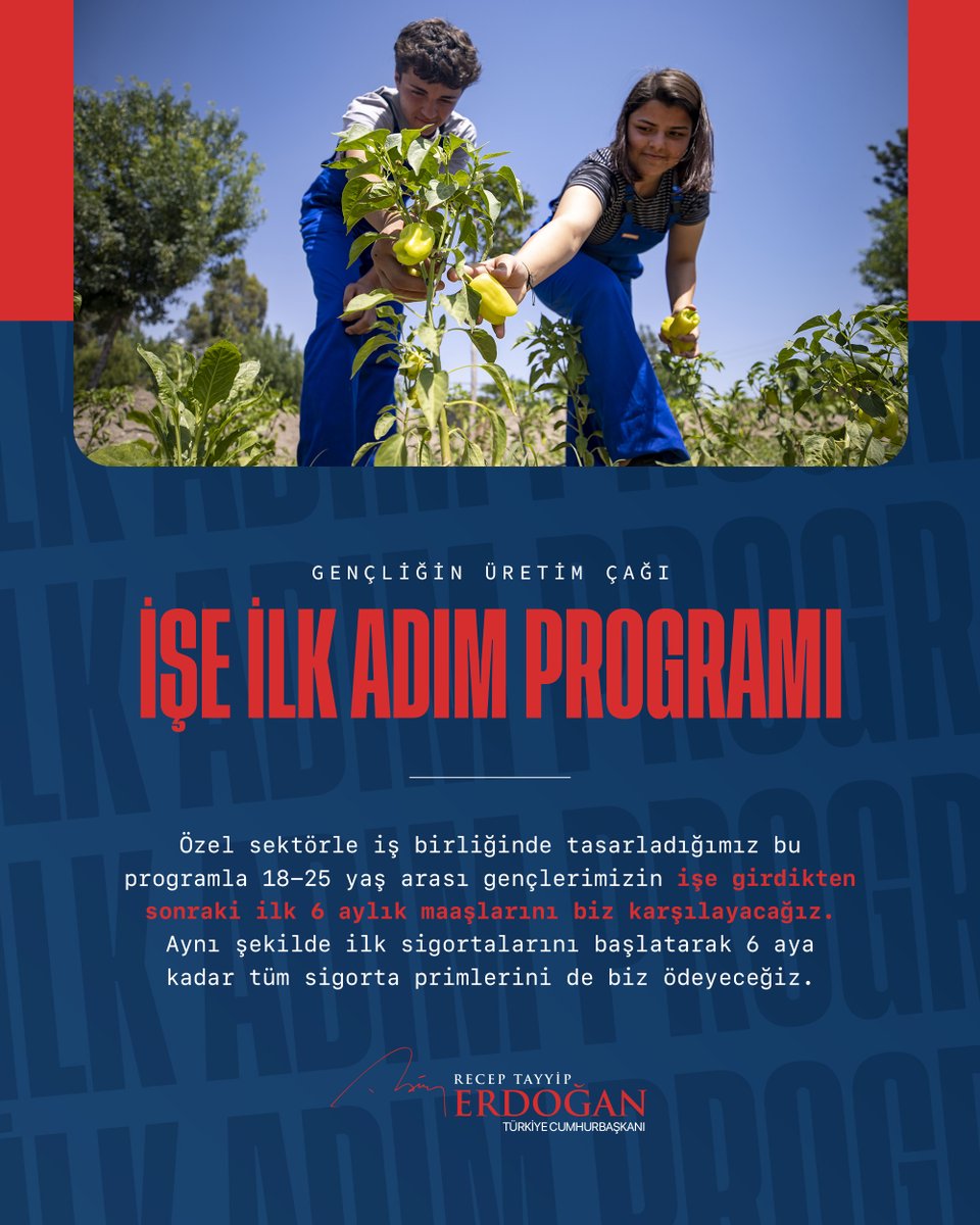 Özel sektörle iş birliğinde tasarladığımız İşe İlk Adım Programımızla 18-25 yaş arası gençlerimizin işe girdikten sonraki ilk 6 aylık maaşlarını biz karşılayacağız.

Aynı şekilde ilk sigortalarını başlatarak 6 aya kadar tüm sigorta primlerini de biz ödeyeceğiz.