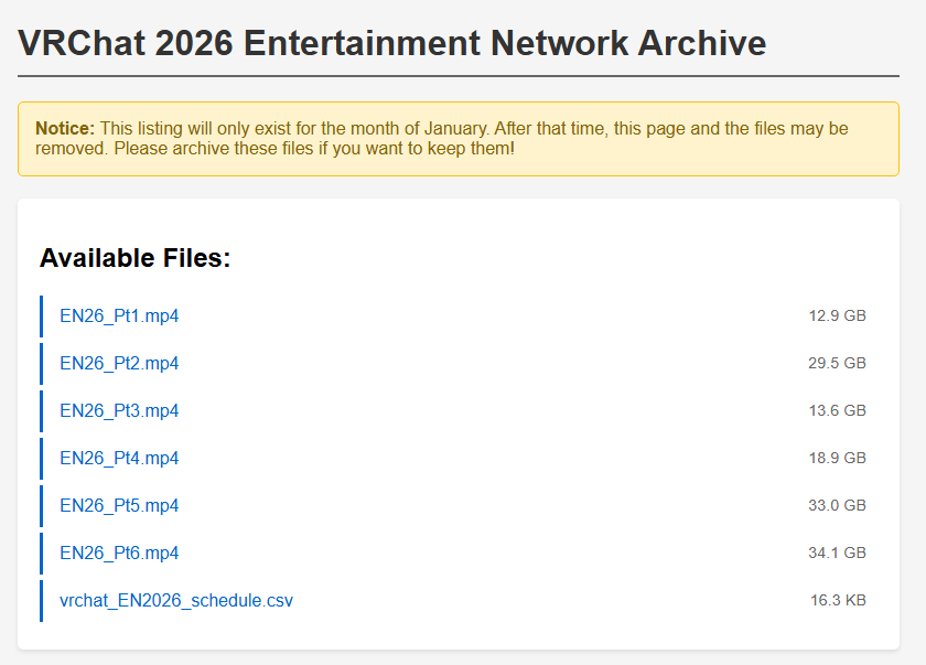VRChat's tweet image. Welcome to 2026! 

The NYE2026 Entertainment Network broadcast is now available here: vrch.at/nye-2026-archi…

This will only be available for download until February 2026!