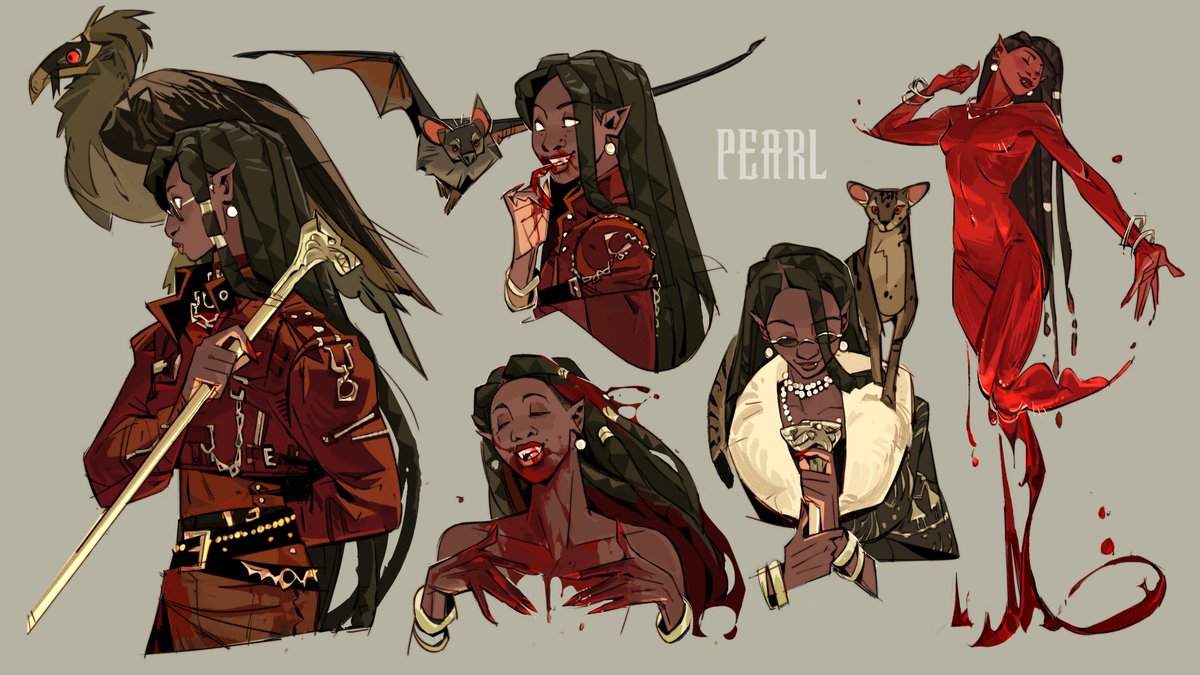 crowwkui's tweet image. a blind vampire and her changeling companion ✄
(it's yuri)