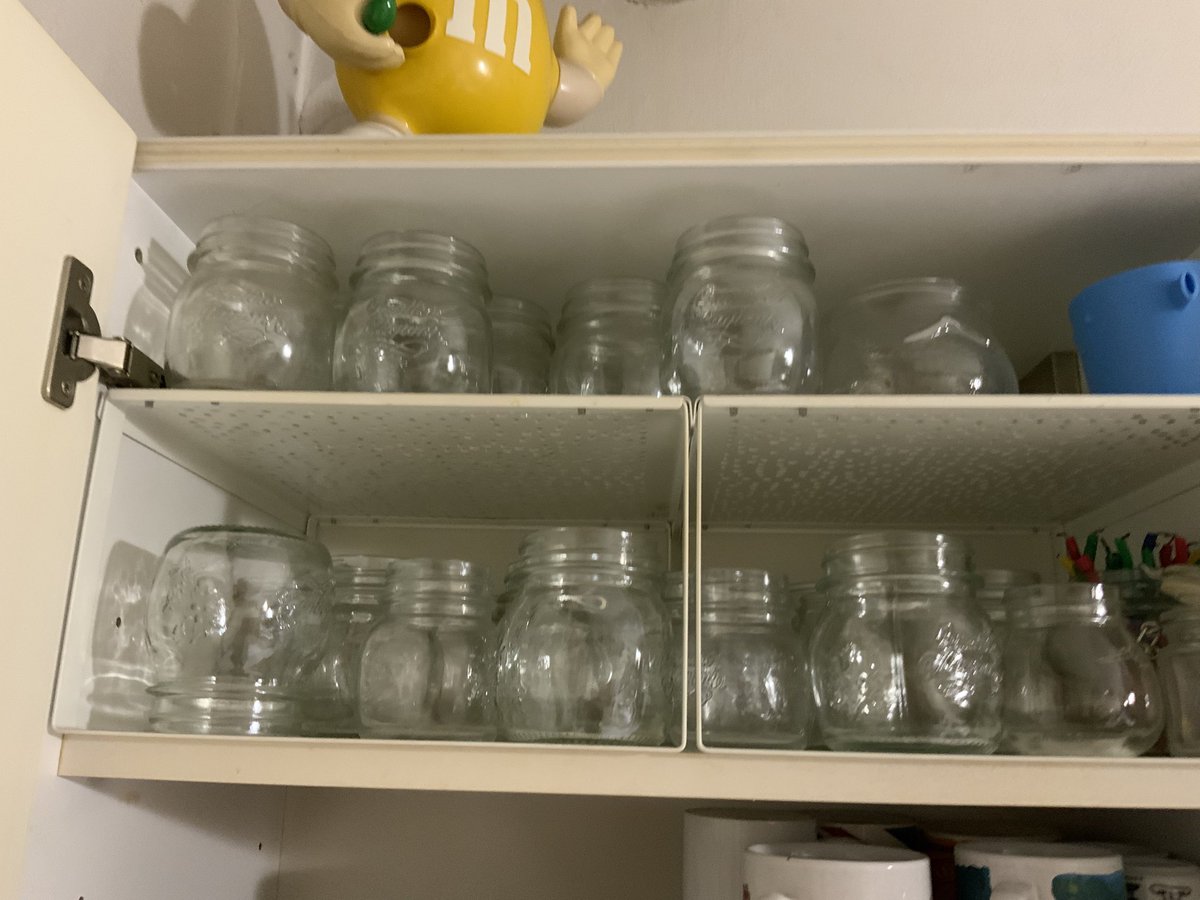 <a href="/pettymagpie/">PettyMagpie🐦‍⬛</a> Armadietti della cucina piena di vasetti! E nel box un ripiano dell’armadio anche lui saturo. Dici che è senilità? 😂😂😂