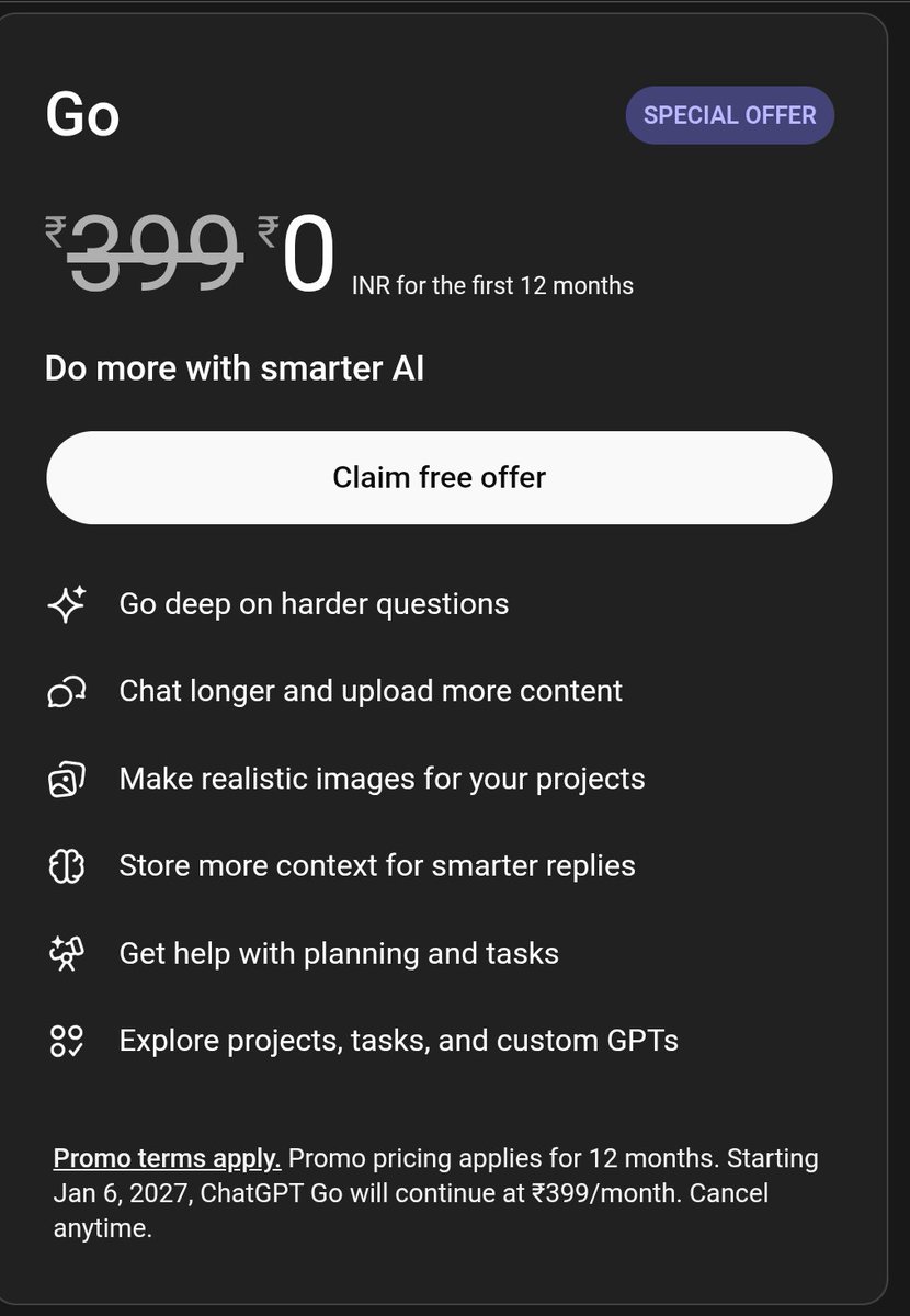 chatgpt go promo
