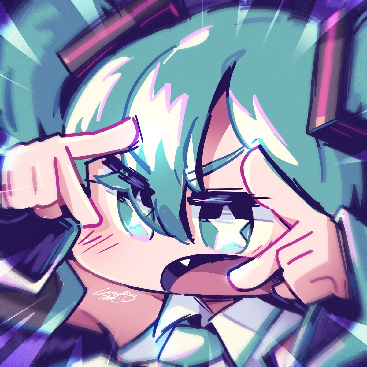 내 새해 첫 그림이 미쿠미쿠빔이라니...