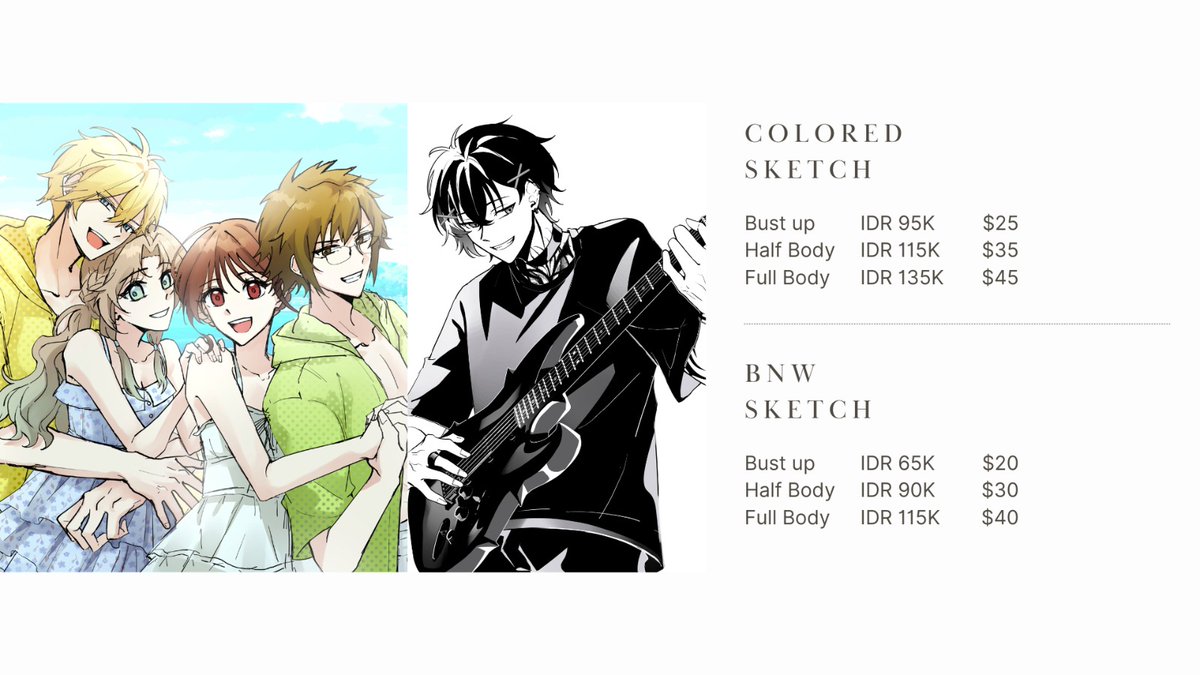 RTs are appreciated!!

Hello i'm opening commission for both local and intl

TOS please read: elecomms.carrd.co

Local prices discount only for January's slot

DM for order

#commissionsopen #commission #artidn