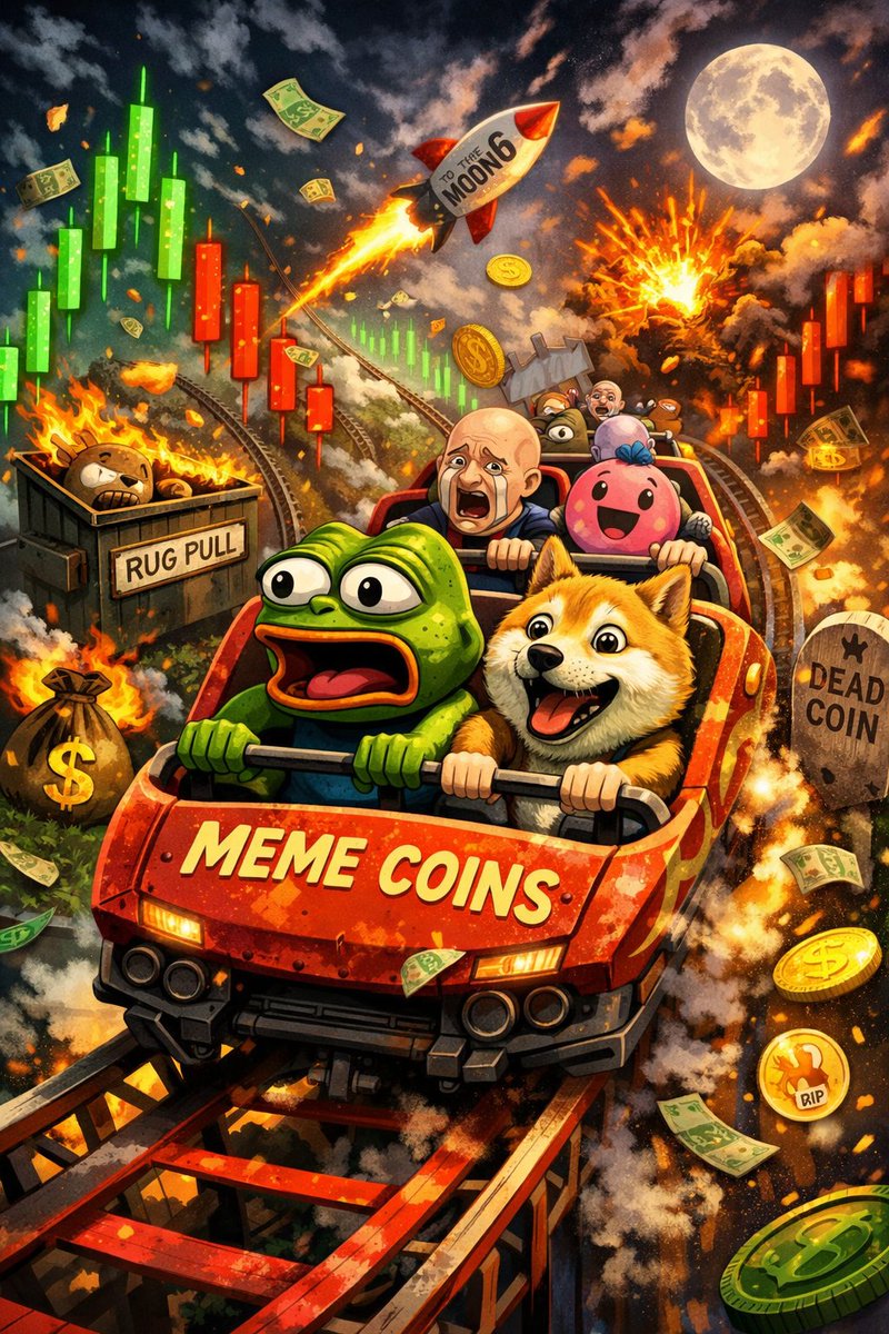 hanabidefi's tweet image. 1/ Meme coins lately feel like absolute chaos 🎢
No roadmap, no fundamentals just vibes, momentum, and timing.