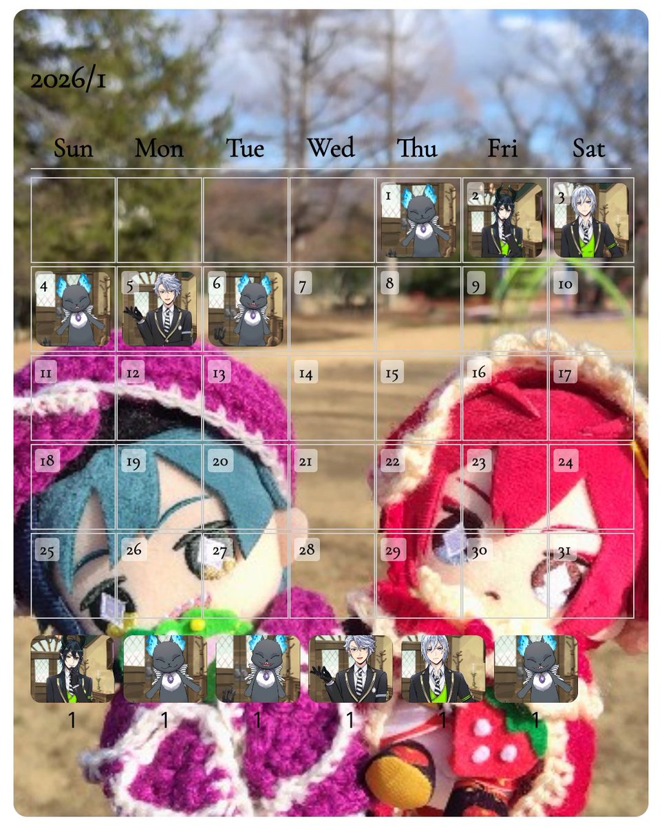 2026早速の初挑戦🗓️ツイステカレンダー

画像保存したり背景選ぶ事が楽しくて♪素敵なアプリ勧めて頂き🪄有難うございます🦭🐉🪼🦭🐙🦭

声掛けてくれたるぅちゃん<a href="/enst_fine_P/">🍮r🍮</a>
提供して頂いたみこるさん<a href="/mikoru_ma_twst/">みこる🐆twst用</a>と、旦那様の御三方に感謝です🙏🏻🥰✨

その都度可愛いので、お顔増えていく親分😺