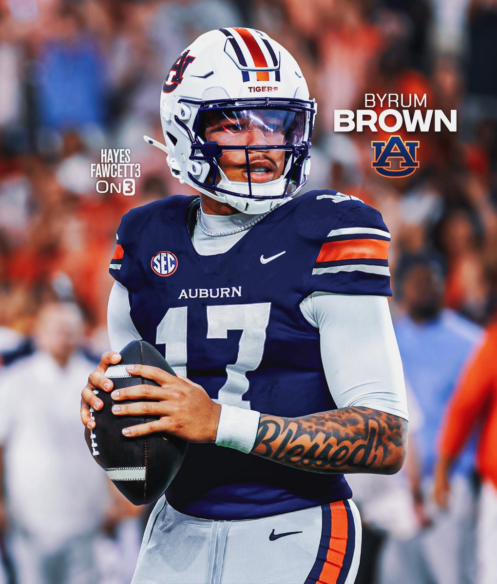 Hayesfawcett3's tweet image. BREAKING: USF standout transfer QB Byrum Brown has Committed to Auburn, he tells @On3sports 

The 6’3 230 QB totaled 4,116 Yards and 42 TDs this season

He’s one of the top players in the portal

on3.com/college/auburn…