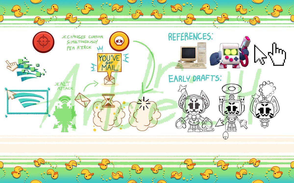 Dial-Up Kit has logged in! 💿 (4/7)
.
Kit has transformed into a computer straight out of the early 2000s! Clicking enemies away and deleting them despite the outdated hardware. Lag has never been this dangerous.
.
.
#brawlstars #brawlstarsarts #kitbrawlstars #supercellmake