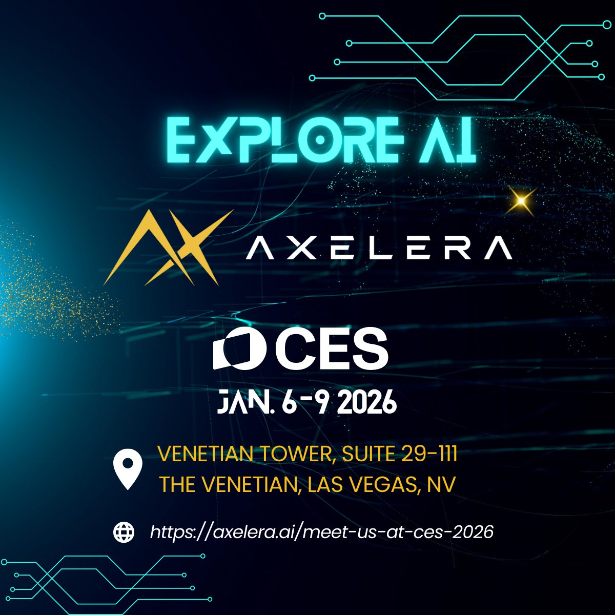 AxeleraAI's tweet image. We’ve landed at CES 2026, ready to show what’s next in AI. From ultra-efficient inference to real-world demos.

You can still book a meeting with our team, but spaces are very limited:
eu1.hubs.ly/H0qFcJR0

#CES2026 #EdgeAI #AIHardware #Inference