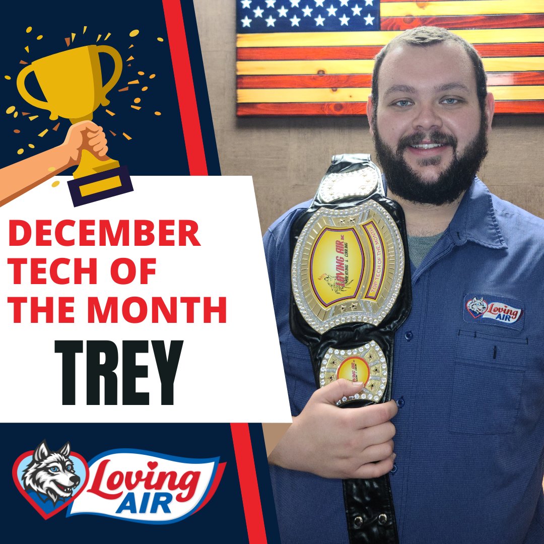 lovingairinc's tweet photo. Trey is our Tech of the Month, and it’s well deserved. He’s knowledgeable, dependable, and takes real pride in doing the job right. We’re grateful to have someone like Trey on our team and proud of the work he does every day. https://t.co/dx7VxnuGgA