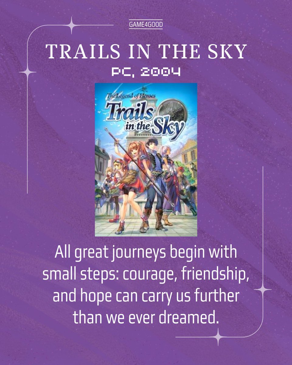 🌤️ *Trails in the Sky* reminder: big adventures are just a stack of small, brave steps. Join the Bracer Guild, help a neighbor, log the quest, look up—the sky gets wider with every kindness. 

What’s one tiny step you’re taking this week?