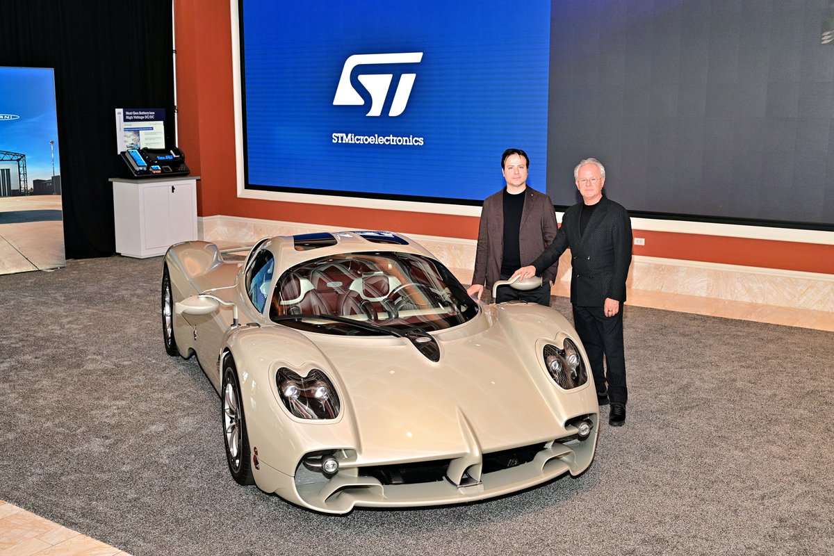 ST_World's tweet image. Innovation + Speed + Performance = The Future of driving. ST is thrilled to host the #PaganiUtopia #hypercar at #CES2026. It’s the first time @PaganiAuto has worked this closely and directly with a semiconductor company to source electronic components. Discover more on the
