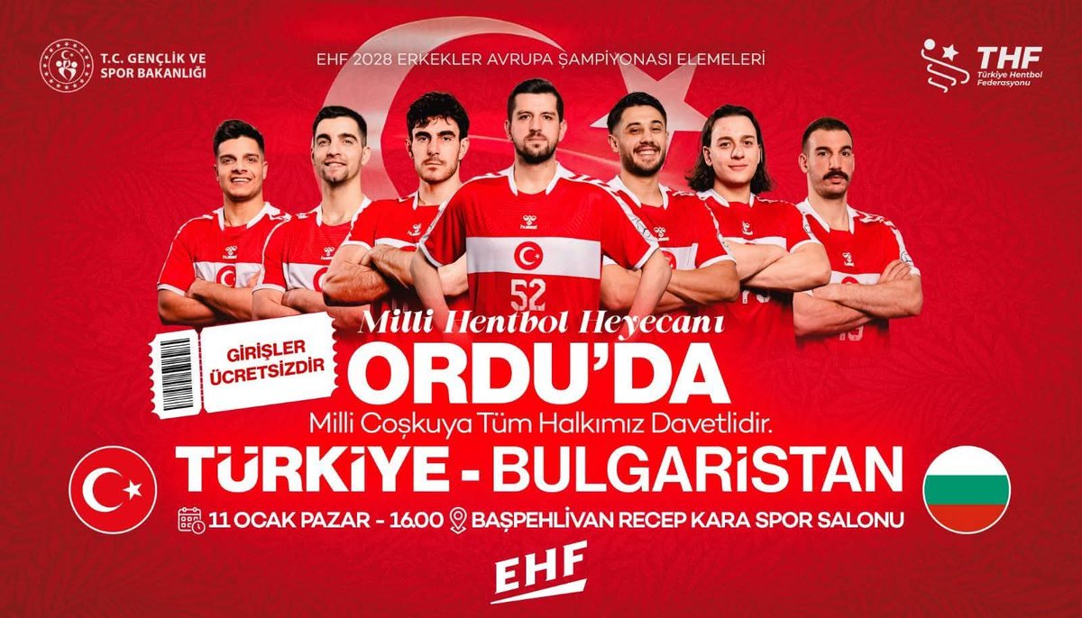 Hazır mısın Ordu? 
11 Ocak'ta Hentbol Milli Takımımızı desteklemeye hazır mısınız? 

<a href="/Ordu_MEM/">Ordu İl Millî Eğitim Müdürlüğü</a>  <a href="/OrduBBld/">Ordu Büyükşehir Belediyesi</a> <a href="/TCOrduValiligi/">Ordu Valiliği</a> <a href="/GSB_Ordu/">Ordu Gençlik ve Spor İl Müdürlüğü</a> 
#BizimÇocuklar #HentbolGüzeldir