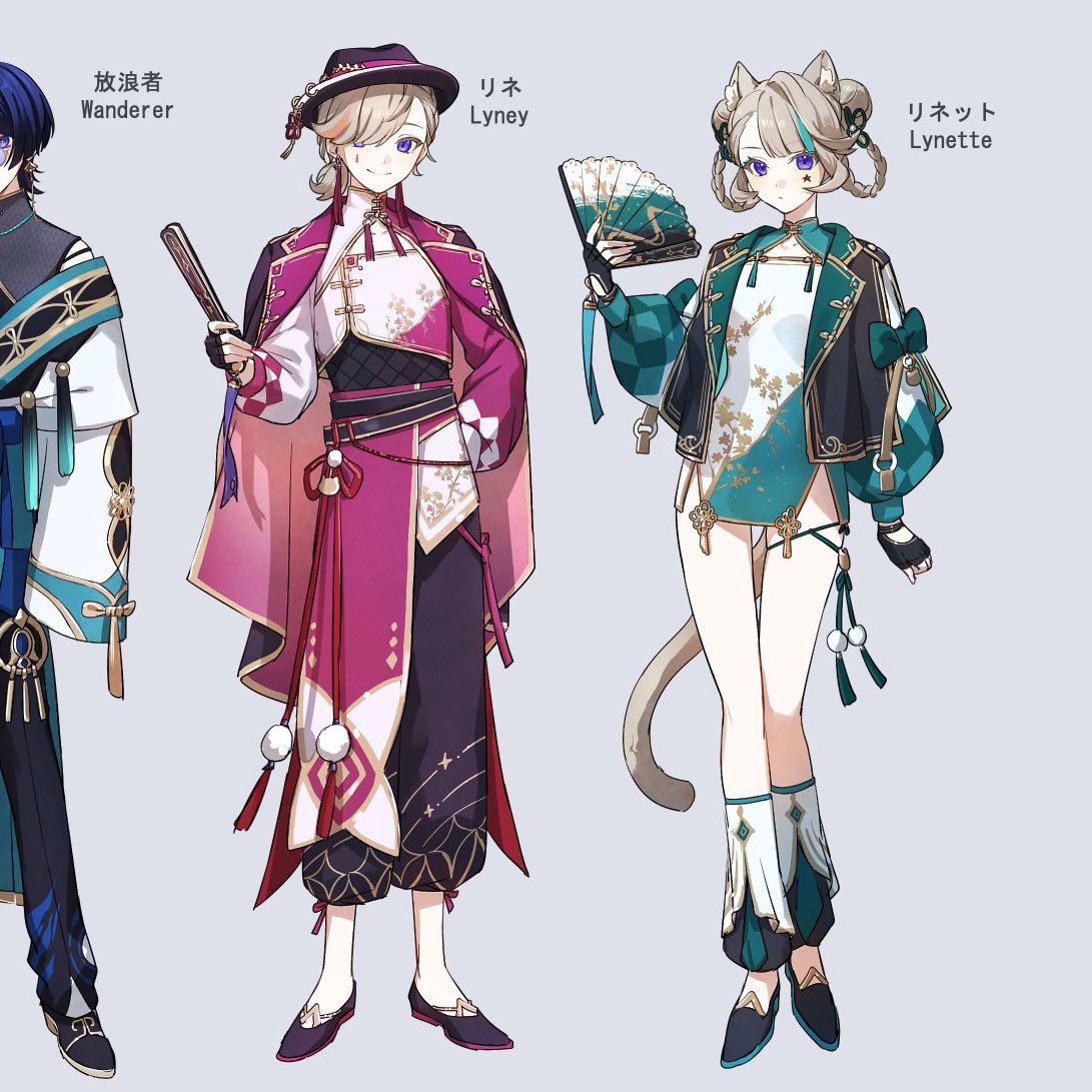 lyney with tiny ponytail... neno with twin buns... ohhhhhhhgngngncnc