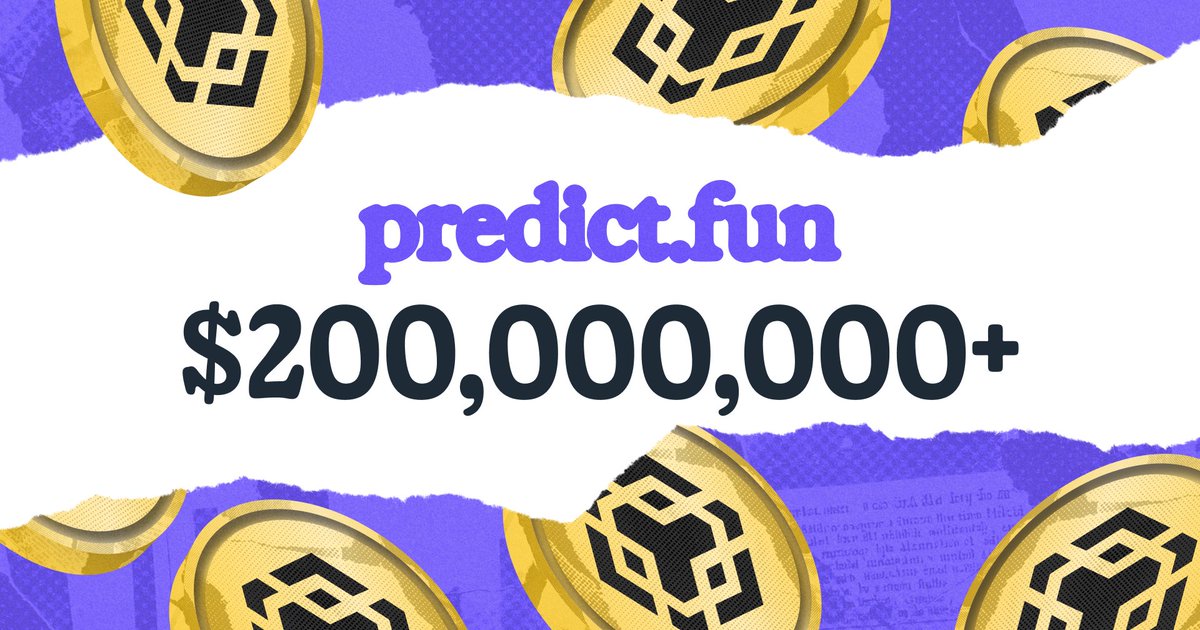 predictdotfun's tweet image. Predict has now cleared over $200m+ in notional volume on @bnbchain, in just 3 weeks from launch!