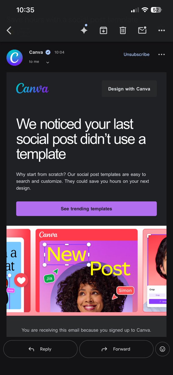 CreativeAdeoye's tweet photo. Canva sent me a reminder to be more "efficient" today. I think I’m going to do the opposite.

Wrote a few thoughts on why I’m ignoring the templates...

https://t.co/Ci2dMOohit https://t.co/axXE7yMJ3l