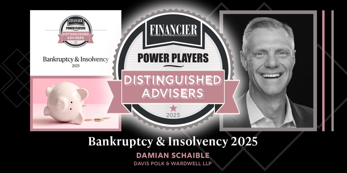 Damian Schaible at <a href="/DavisPolkReg/">DavisPolkReg</a> features as a Distinguished Adviser in our Power Players report on Bankruptcy &amp; Insolvency, reflecting on his career and the market. Find our report here: tinyurl.com/han7k4uz 

#Bankruptcy #Insolvency #CorporateLaw