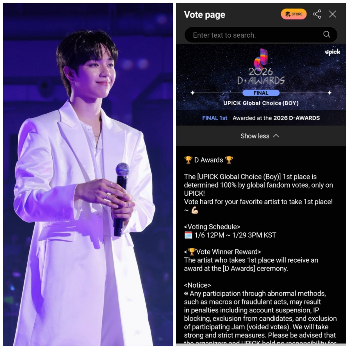 STEJAYVT's tweet image. SJVT is ready to push those votes for JL in UPICK Global Choice (Boy)! 💙 

Don’t forget to save your jams for tomorrow’s Time Attack—we’ll need every single one!

Winning this means JL gets the award at the D-AWARDS ceremony and the chance to give a speech.

🗓 Voting ends:…