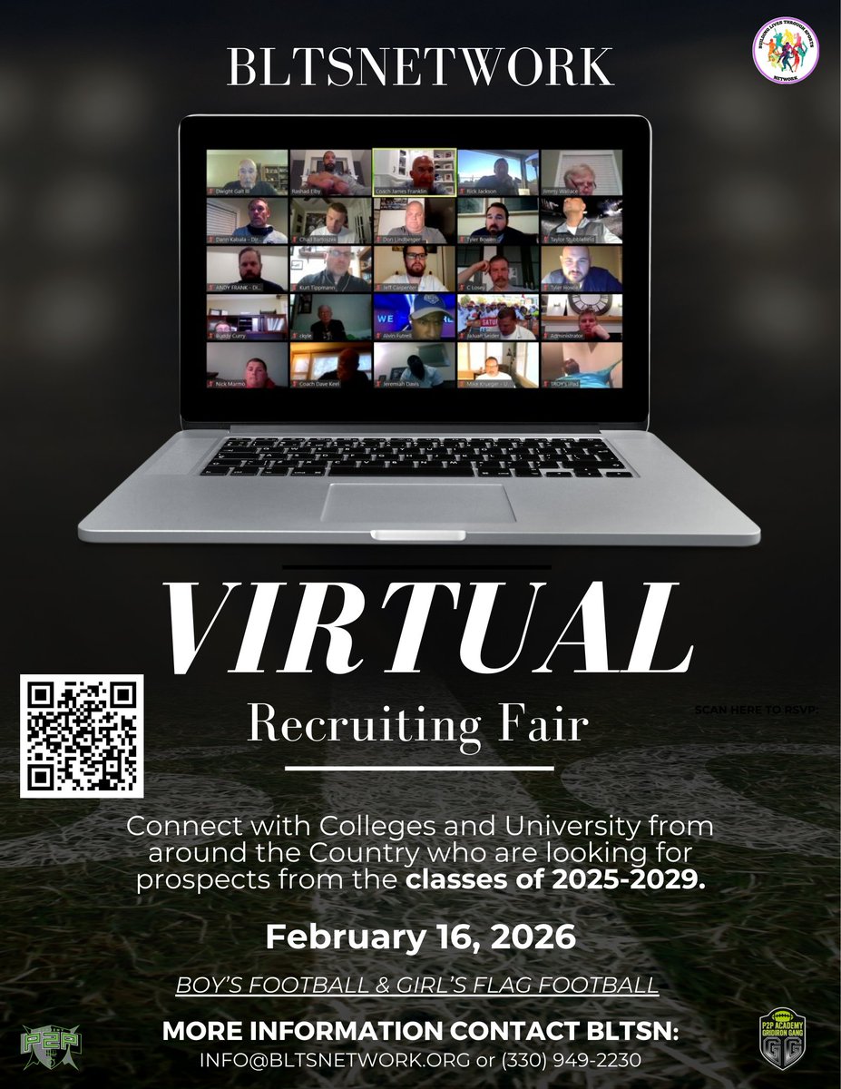 blts_network's tweet image. ‼GIRLS FLAG FOOTBALL COACHES/CLUBS‼

Spots are still available for the FREE Virtual Recruiting Fair on February 16th.  Click the link to learn more and sign up.  Questions DM or email us at info@bltsnetwork.org .

bltsnetwork.org/recruitingfair

#BLTSN #BLTSNetwork #GirlsFlagFootball