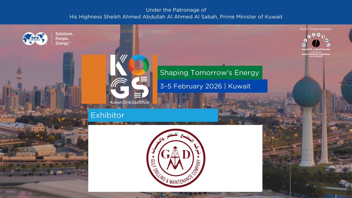 We’re pleased to welcome GDMC Gulf Drilling and Maintenance Co as an Exhibitor at KOGS 2026.

Connect with exhibitors like GDMC that are building capability, reliability, and value across the upstream sector.

📅 3–5 Feb 2026 | Kuwait
🔗 go.spe.org/SPEXPost/26KOG…