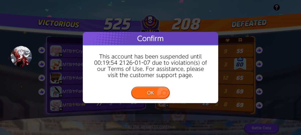 rin4u__'s tweet image. My account got banned suddenly during a tournament, right on the match result screen. I’ve never used hacks, mods, VPNs, or any third-party tools. This ban makes no sense and feels like an automated mistake. Hope the team looks into it properly.. HELP! #PokemonUNITE #PokemonHelp