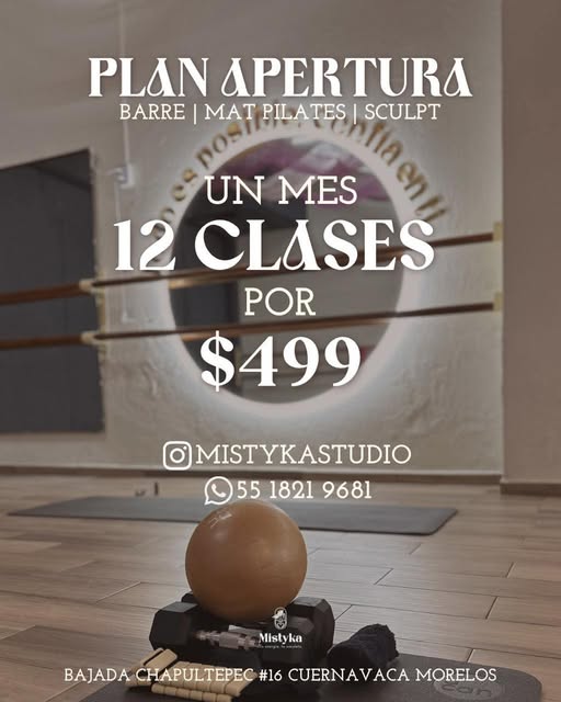 24_morelos's tweet image. DESCUENTO IMPERDIBLE EN MISTYKASTUDIO 

Aprovecha esta #promoción de inicio de año para ejercitarte con #barre, mat #pilates y #sculpt en Mistyka Studio.

¡12 clases durante un mes por tan solo $499!

Comunícate al: 55 1821 9681 y aparta tu lugar.

Síguelos en Facebook: