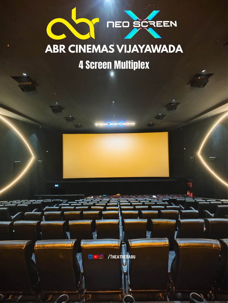 theatrebabu's tweet photo. ABR Cinemas, Vijayawada is a 4-screen multiplex opening with the movie Raja Saab. Many people have been asking me about βNeo Screen Xβ. To clarify, Neo Screen X is not a format; it is simply a name given by the theatre management to Screen 1. I liked the pitch-black auditorium, and the seating comfort is good. The auditorium is equipped with a Dolby Atmos sound system configured with 32 channels. For projection, a Christie 4K projector is used along with a Galalite screen. Overall, this screen offers a good and decent viewing experience for Vijayawada
#ABRCinemas #VijayawadaCinemas #NeoScreenX #DolbyAtmos #Christie4K #GalaliteScreen #CinemaVlog #TheatreBabu #IndianCinemas #CinemaExperience #Vijayawada #RajaSaab #TollywoodReels #CinemaReels #TheatreVlog #MovieTheatre #TheatreBabu